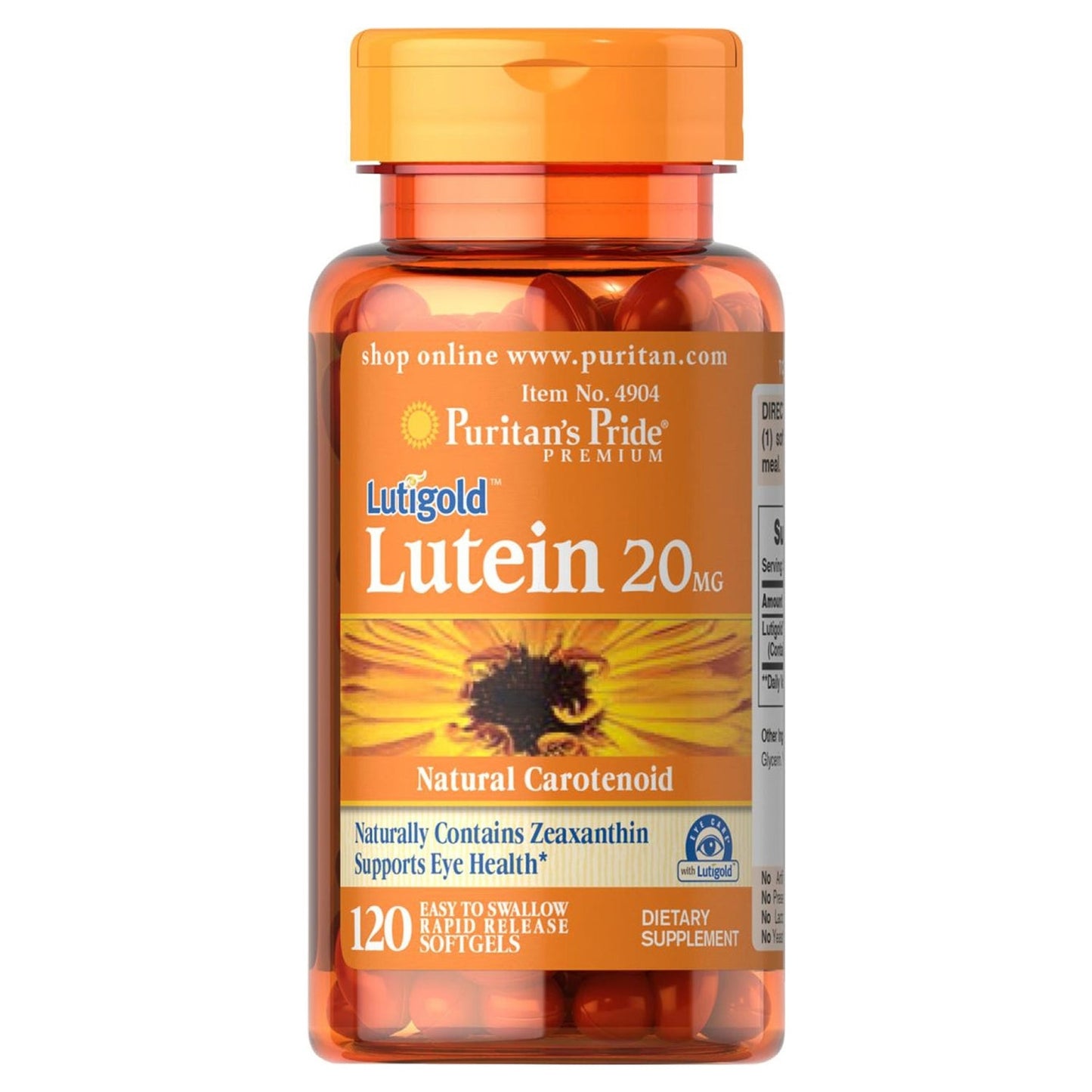 Puritans Pride LUTEIN with ZEAXANTHIN 20mg 120 Rapid Release Softgels UK