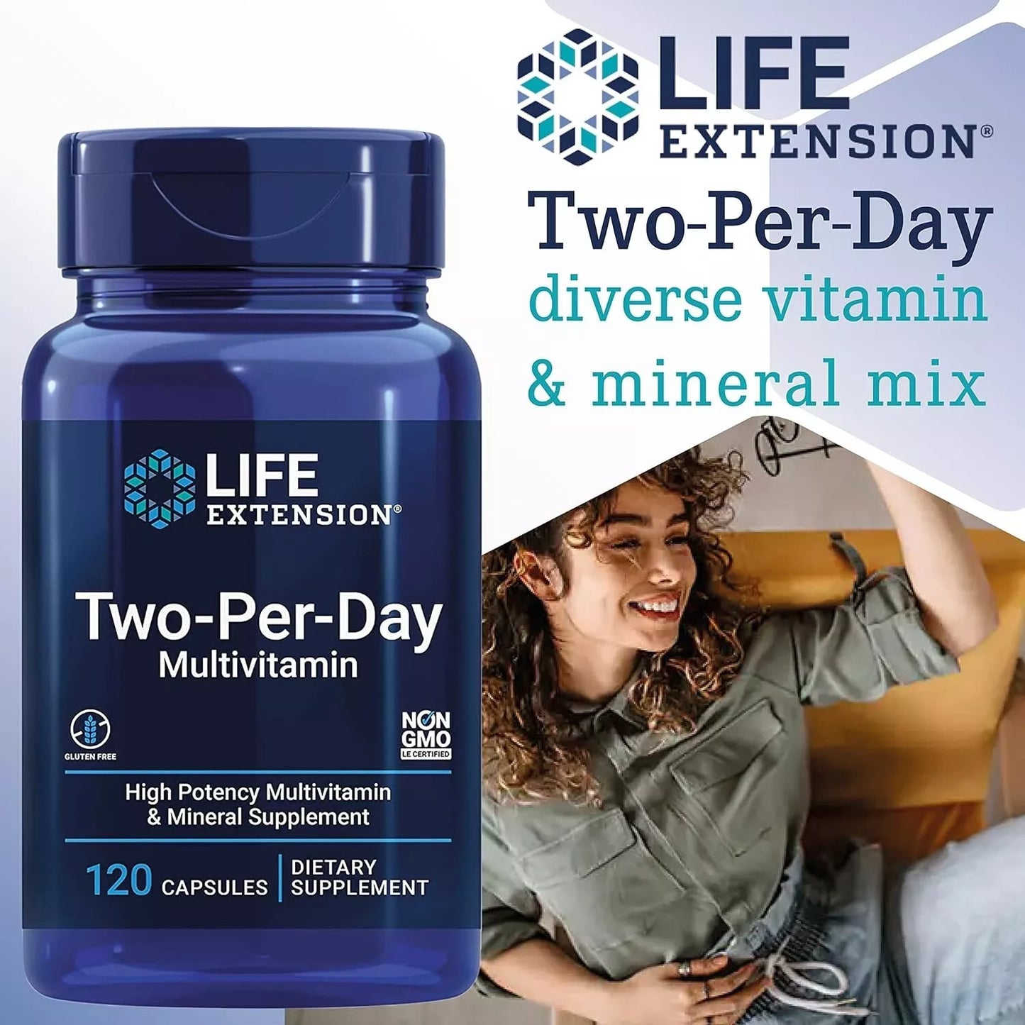 Life Extension Two-Per-Day Multivitamin 120 Capsules Men/Women Vitamins Minerals